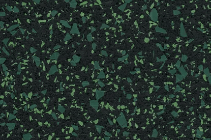 Athletic Textiles 3/8" Kodiak Rubber Flooring: dark surface with green speckles, ideal for weight rooms.