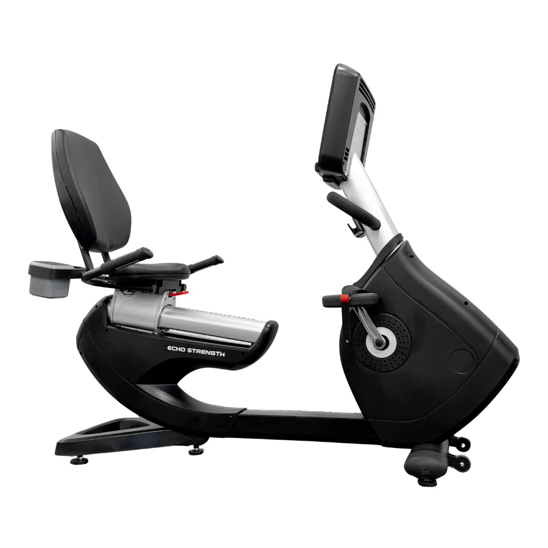 The Echo Kodiak Echo Commercial Recumbent Bike 02003 offers low-impact cardio with a digital display and adjustable seat.