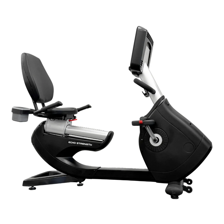 The Echo Kodiak Echo Commercial Recumbent Bike 02003 offers low-impact cardio with a digital display and adjustable seat.