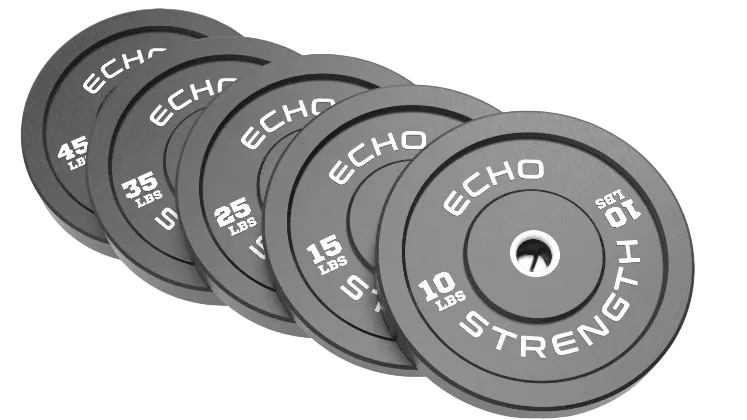 Set of Kodiak echo Strength weight plates on a white background