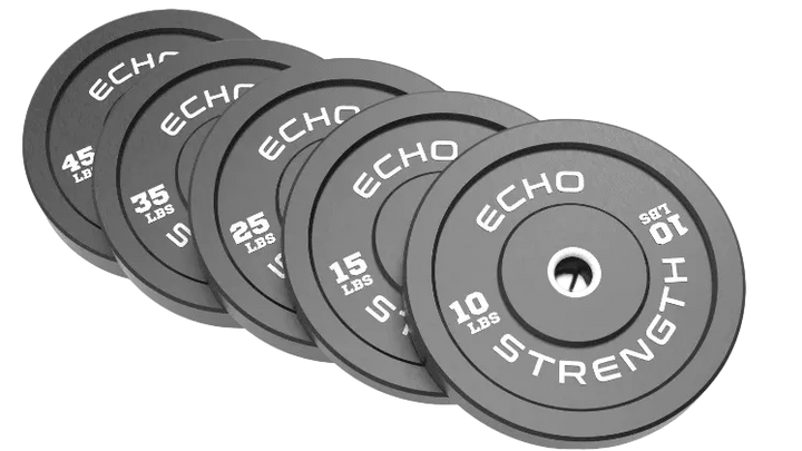 Set of Kodiak echo Strength weight plates on a white background