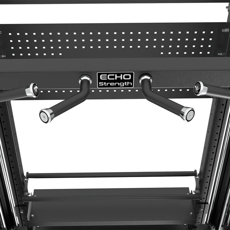 Echo Kodiak Echo Half Rack Functional Trainer 51003 with pull-up bar, angled handles &amp; perforated support beams.
