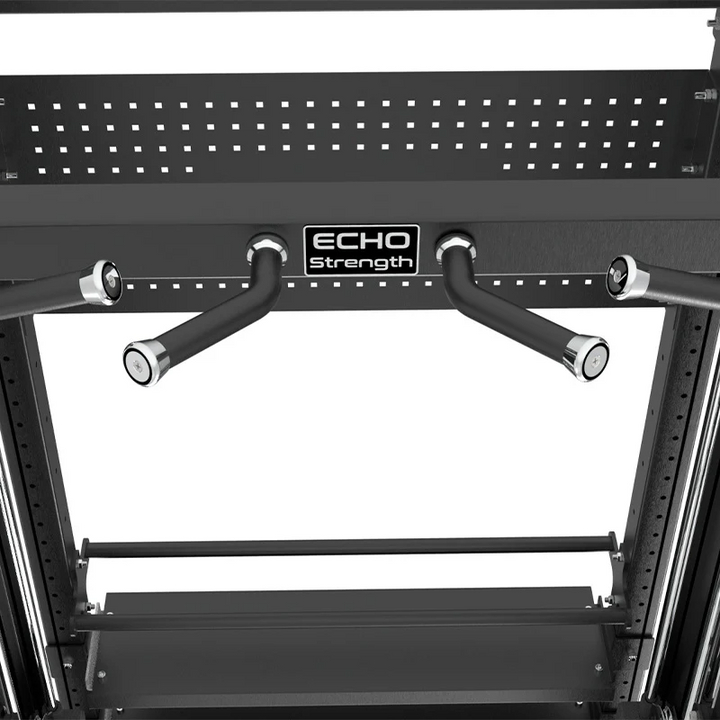 Echo Kodiak Echo Half Rack Functional Trainer 51003 with pull-up bar, angled handles &amp; perforated support beams.