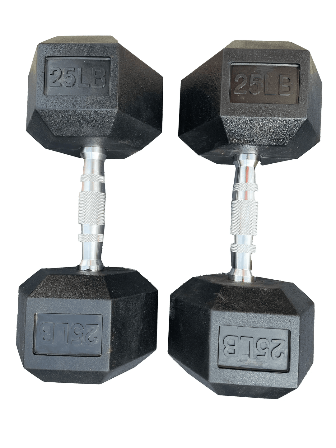 Pair of black echo strength hexagonal dumbbells with &