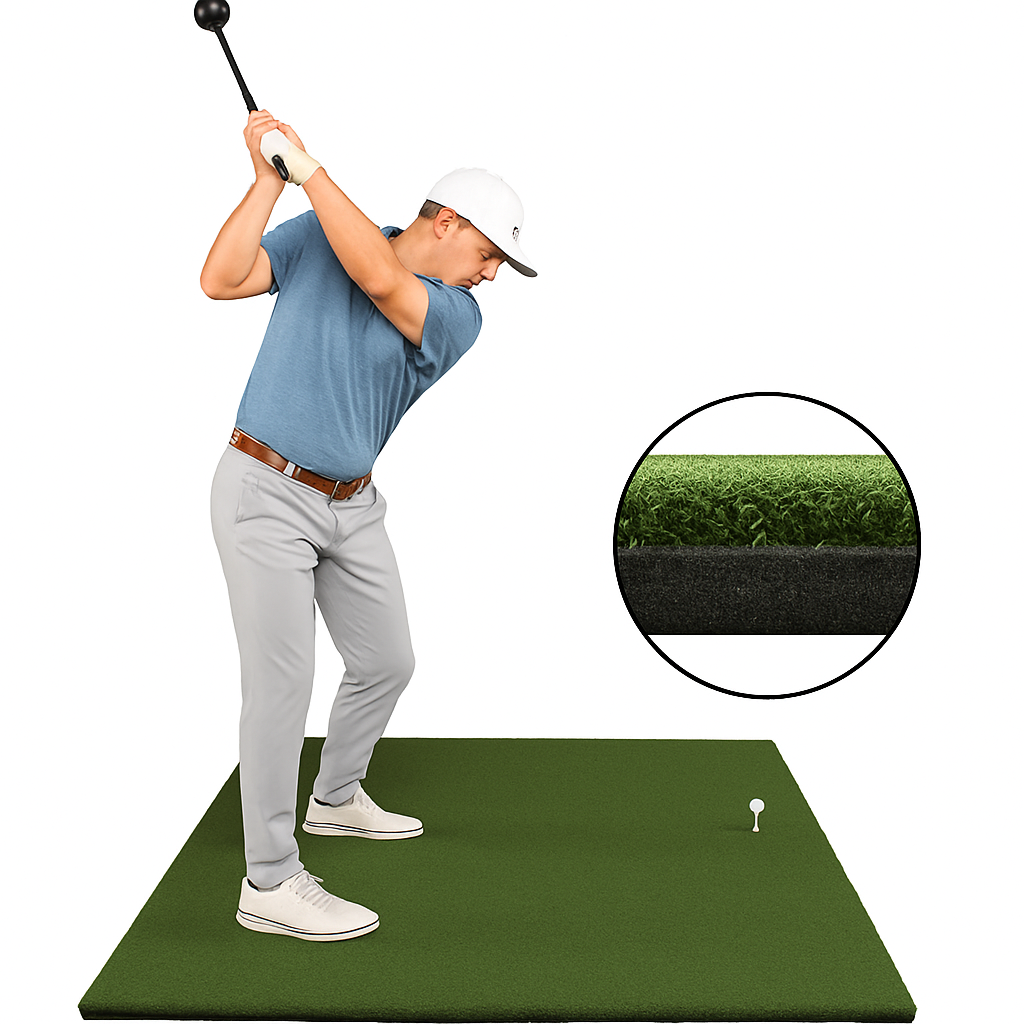 golf on 5x5 nylon golf driving mat on white screen