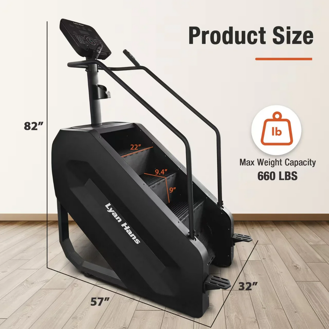 Echo Lyan Hans Home Stair Master Climber: gym-quality, 82"x57"x32", max weight 660 lbs.