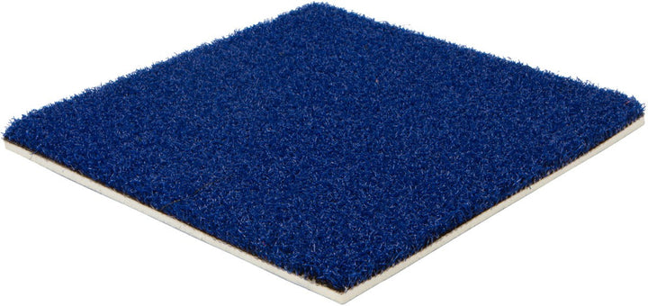 Collegiate Sports Turf by Athletic Textiles: square blue sample with white backing, shown on white background.