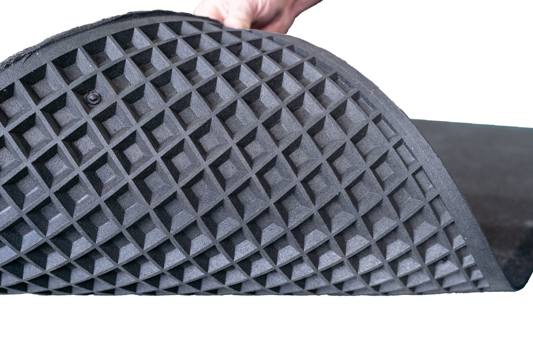 Black Rubber Flooring with sound deadening waffle backing acoustic