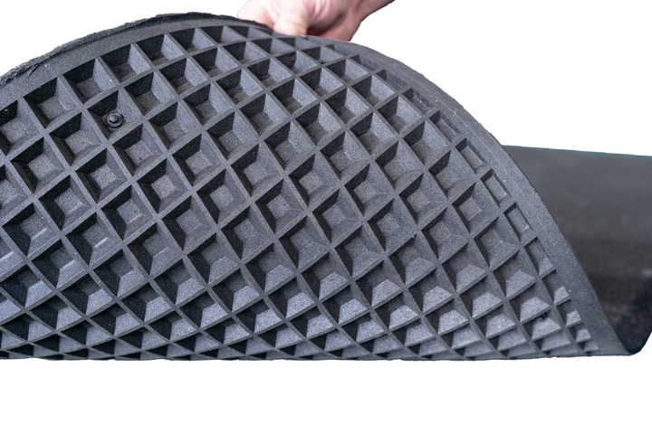 Black Rubber Flooring with sound deadening waffle backing acoustic