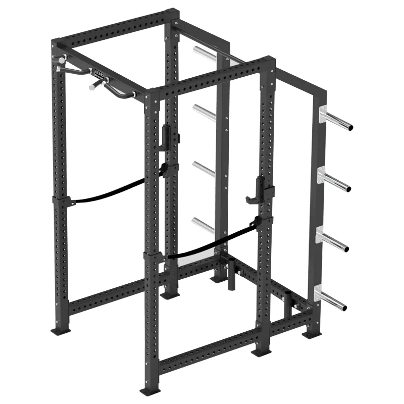 Echo Kodiak Echo Power Cage Rack 32003 features safety bars, pull-up bar, and plate holders—perfect for home gyms.