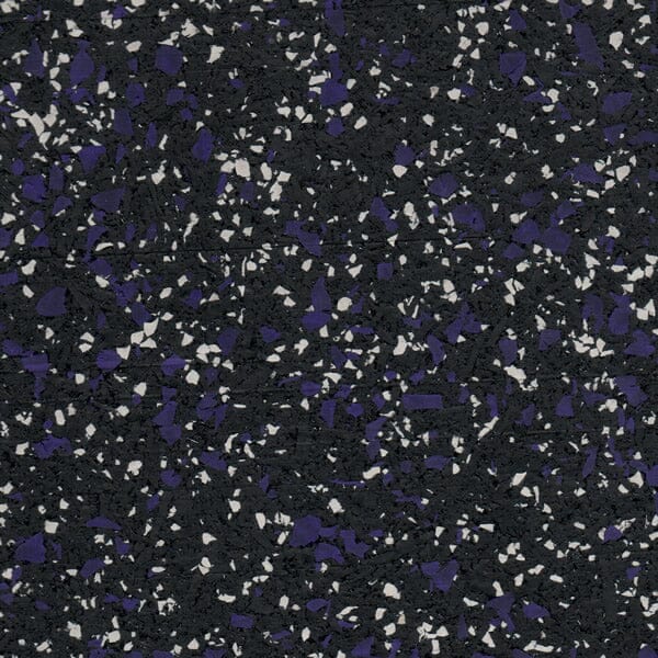 Athletic Textiles 3/8" Kodiak Rubber Flooring: black with white/purple specks, durable for weight rooms.